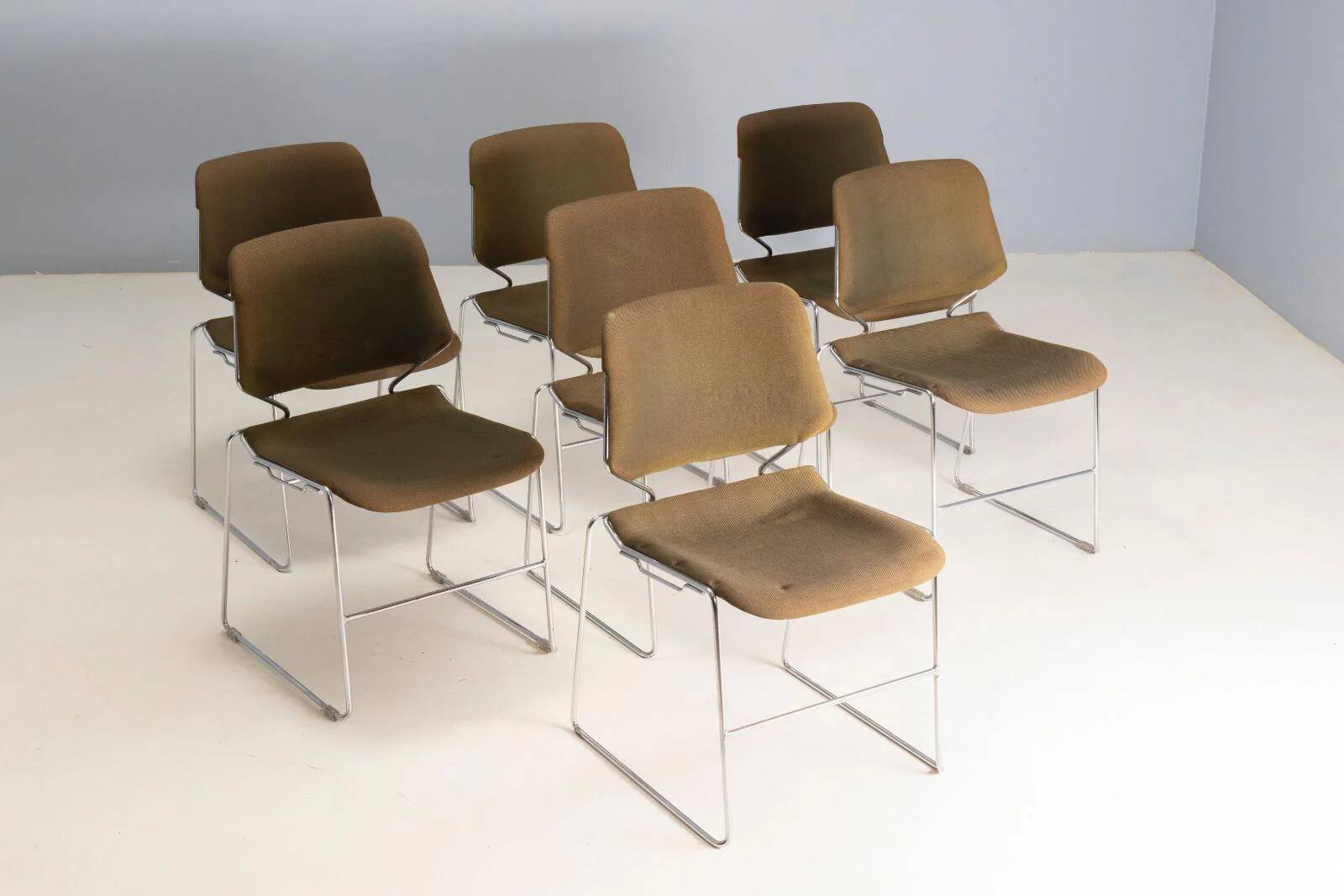 Set of 7 stackable Matrix chairs, Thomas Tolleson, 1970s, USA