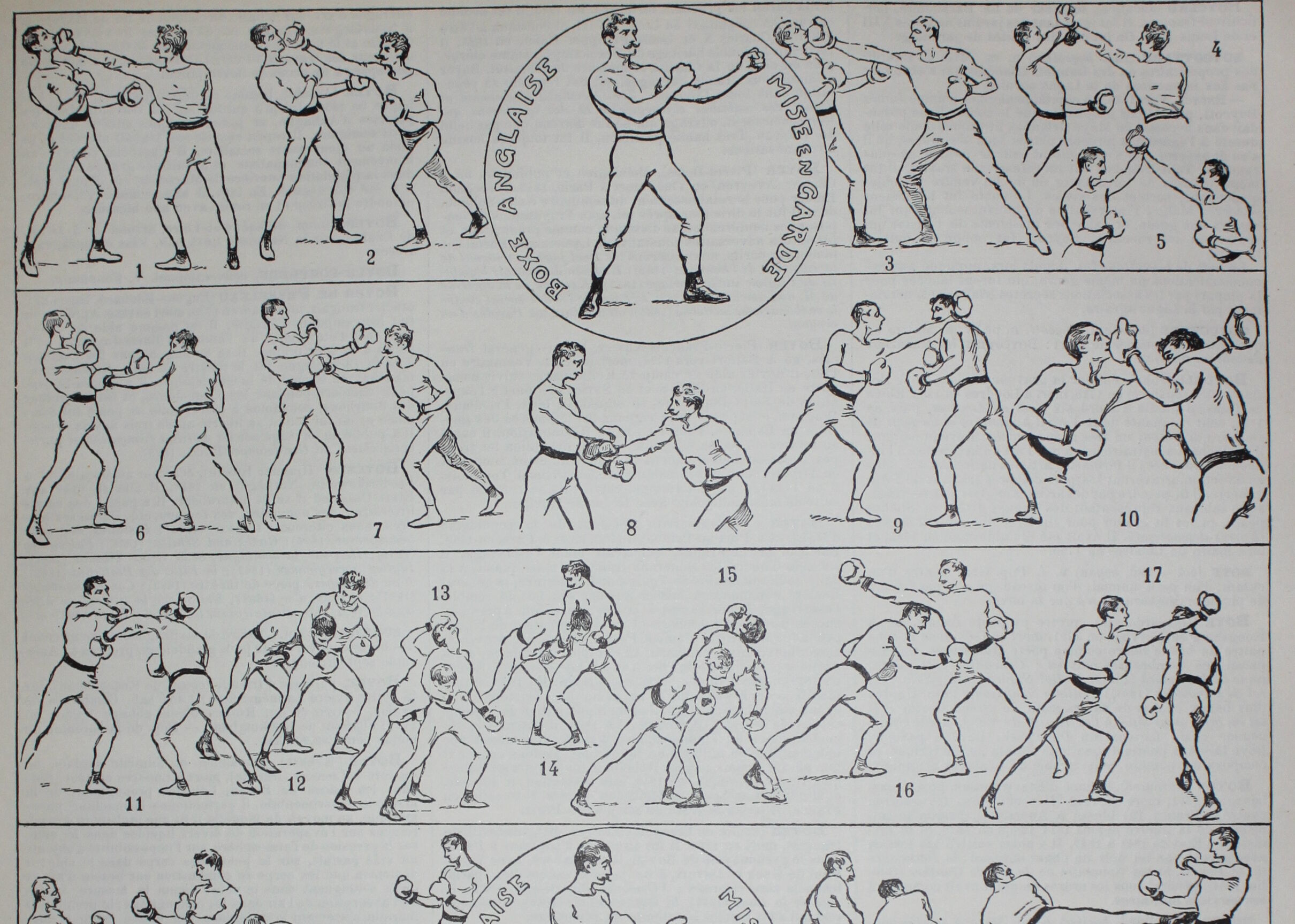 Engraving • Boxing, technique, combat sport • Original lithograph from 1898