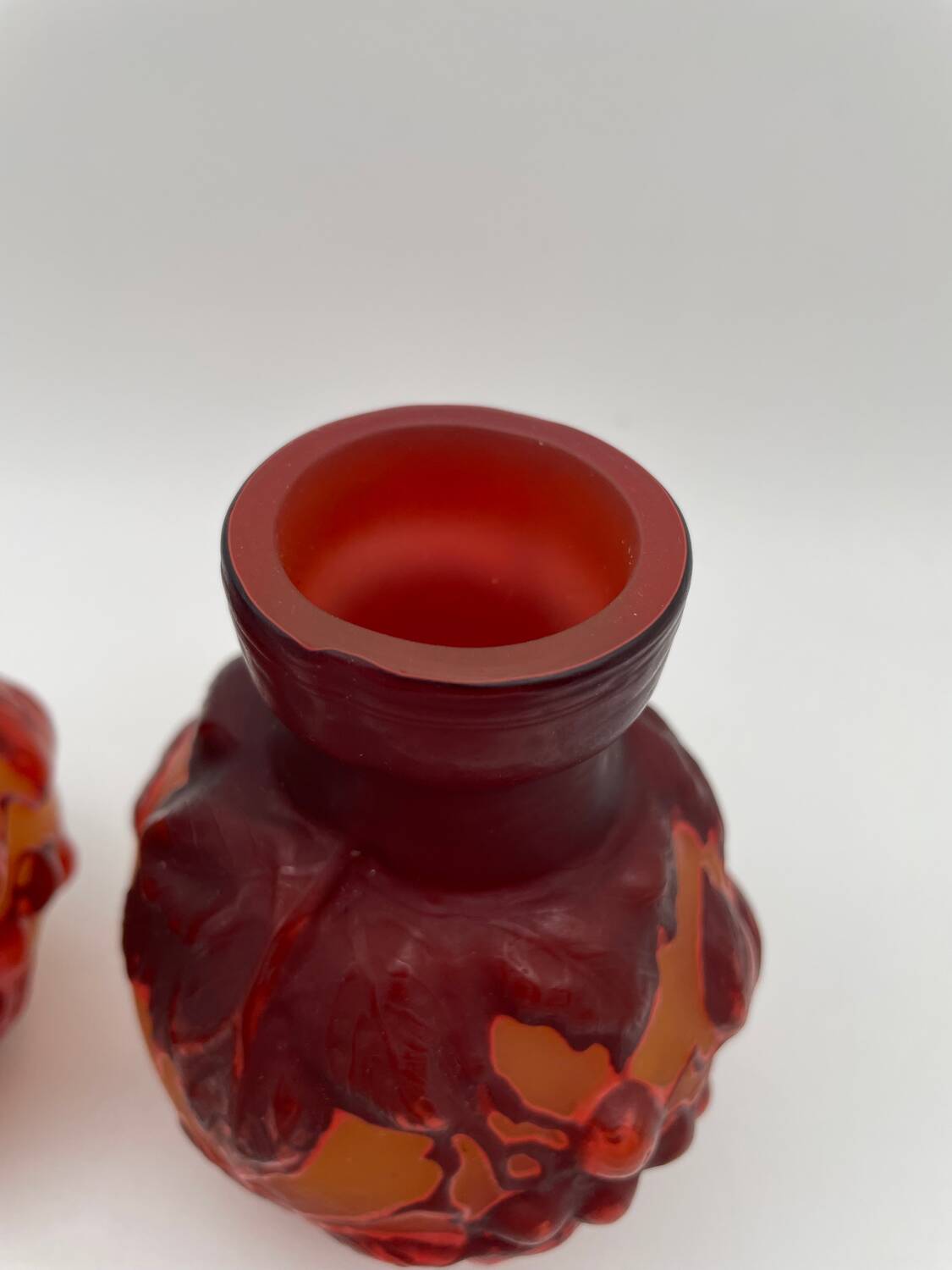 Paire de vases Tip Emile Gallé, pate de verre