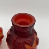 Paire de vases Tip Emile Gallé, pate de verre