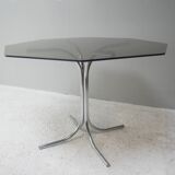 Table à manger en verre  à avec chaises à manger des années 1970