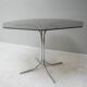 1970’s mid century glass 6 sided dining table with upholstered dining chairs