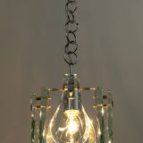 Mid-Century Modern Italian Chrome and Thick Glass Pendant by Veca, 1960s