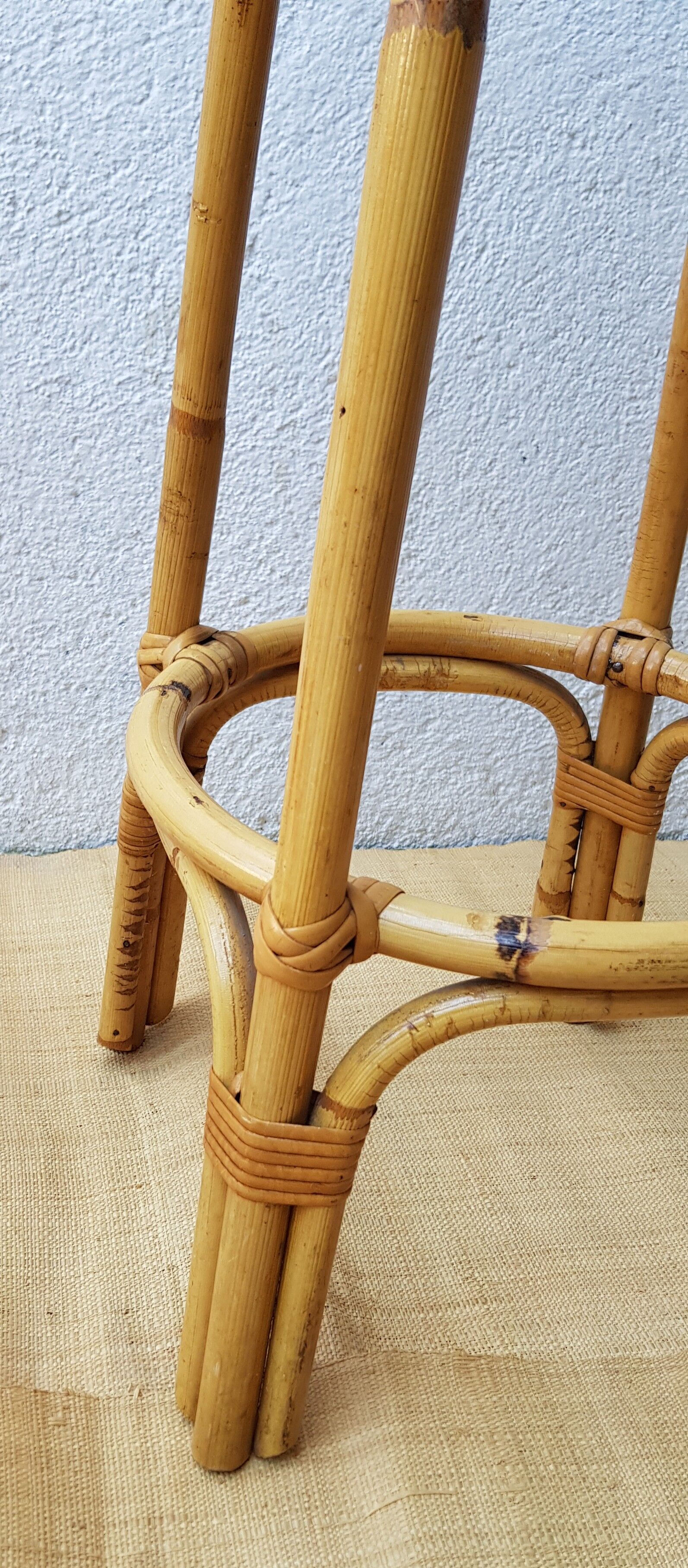 60's rattan stools pair