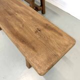 Pair of small solid oak benches - 1950s
