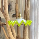 Vintage lampshade in green lace glass, customizable