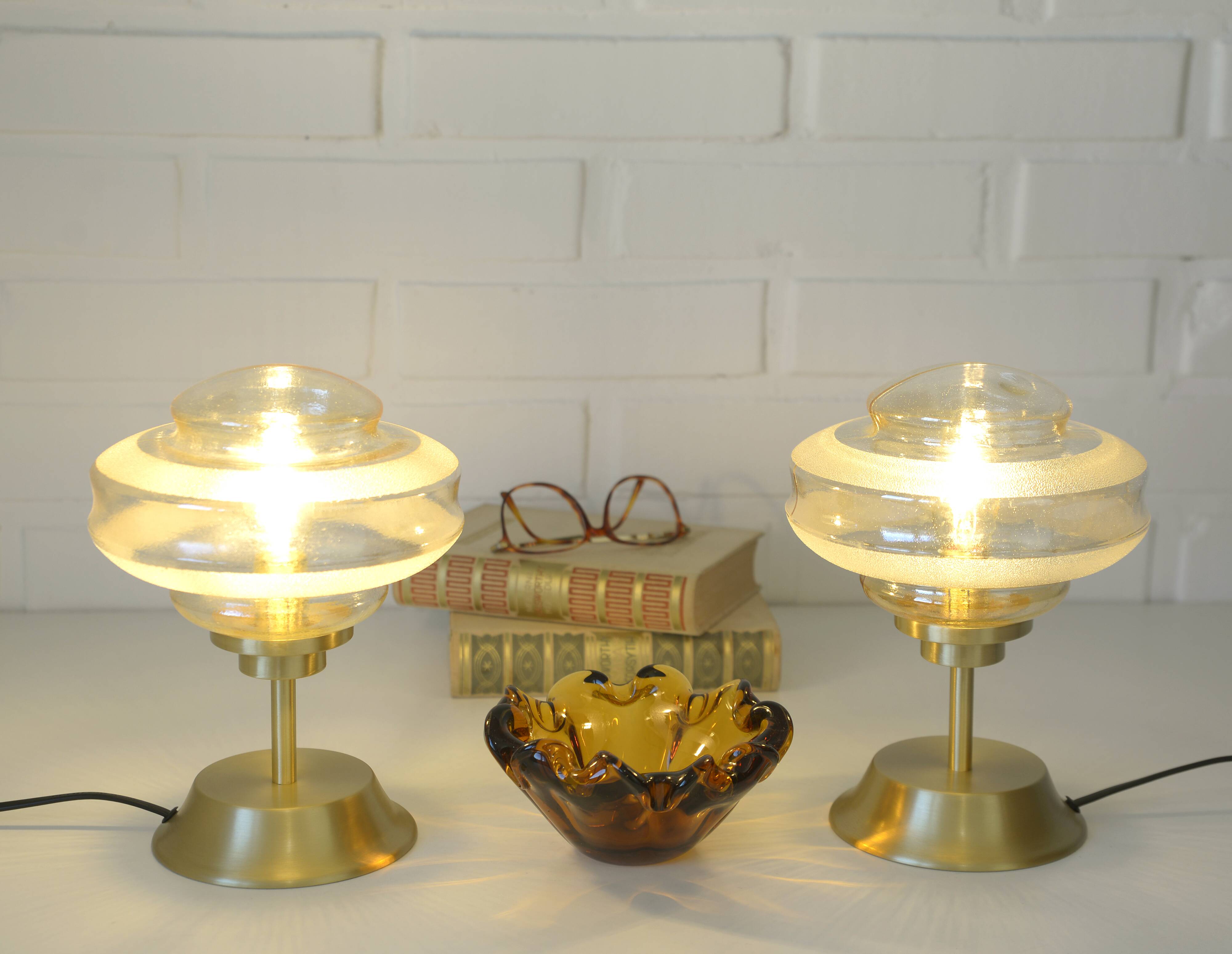 Vintage Bedside Lamps / Set of 2 / Redesign Mushroom Lamp / Art Deco Style