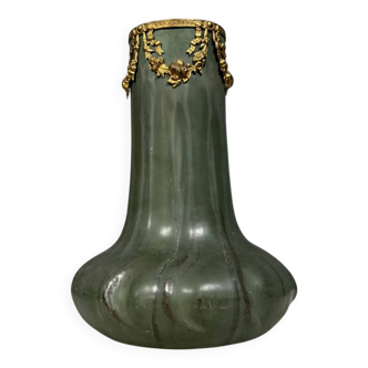 Denbac: ceramic and gilded bronze vase from the Art Nouveau period