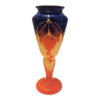 Vase Begonias Charles Schneider (1881-1953) Le Verre Français - 1922-1925