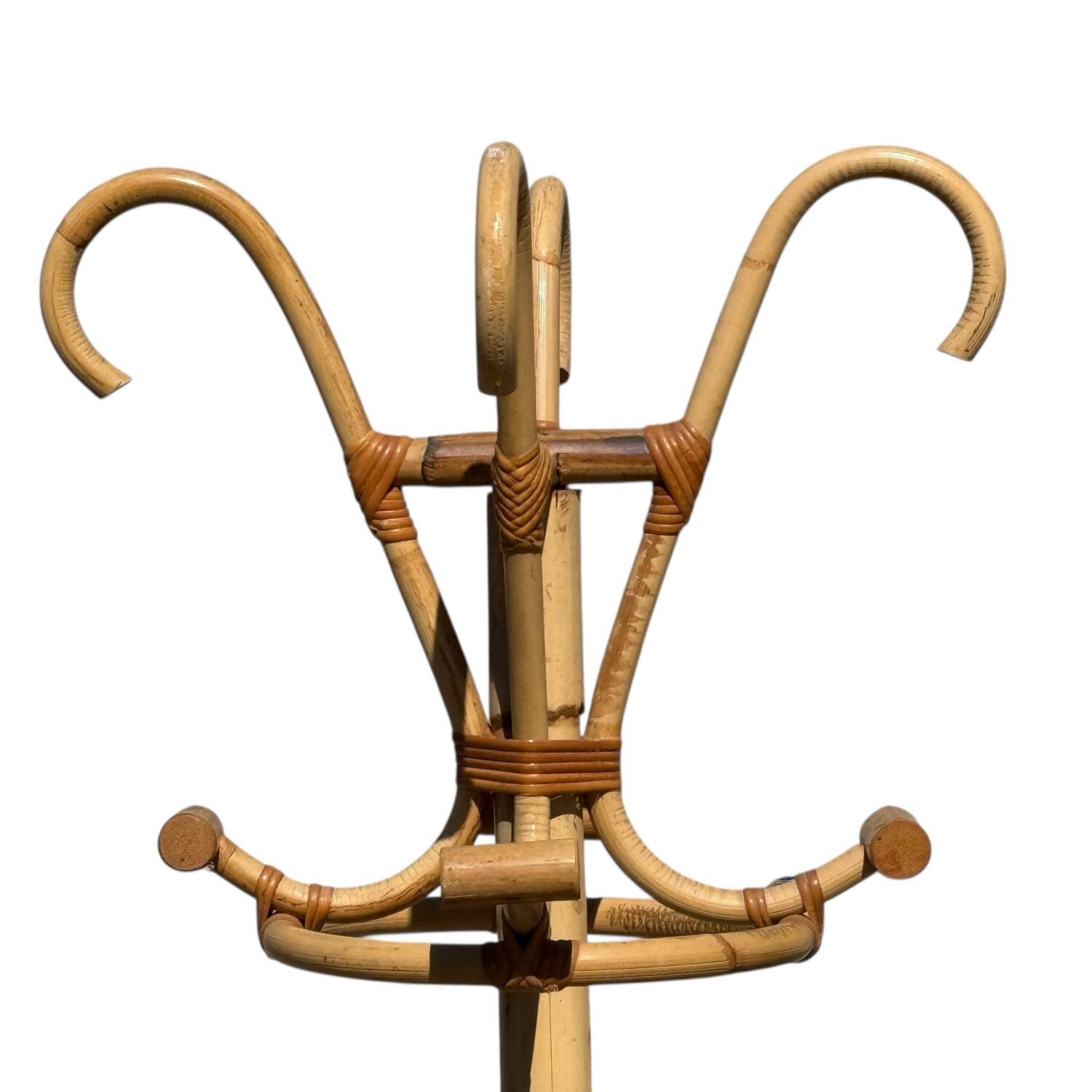 1960s Rattan Coat Rack from France