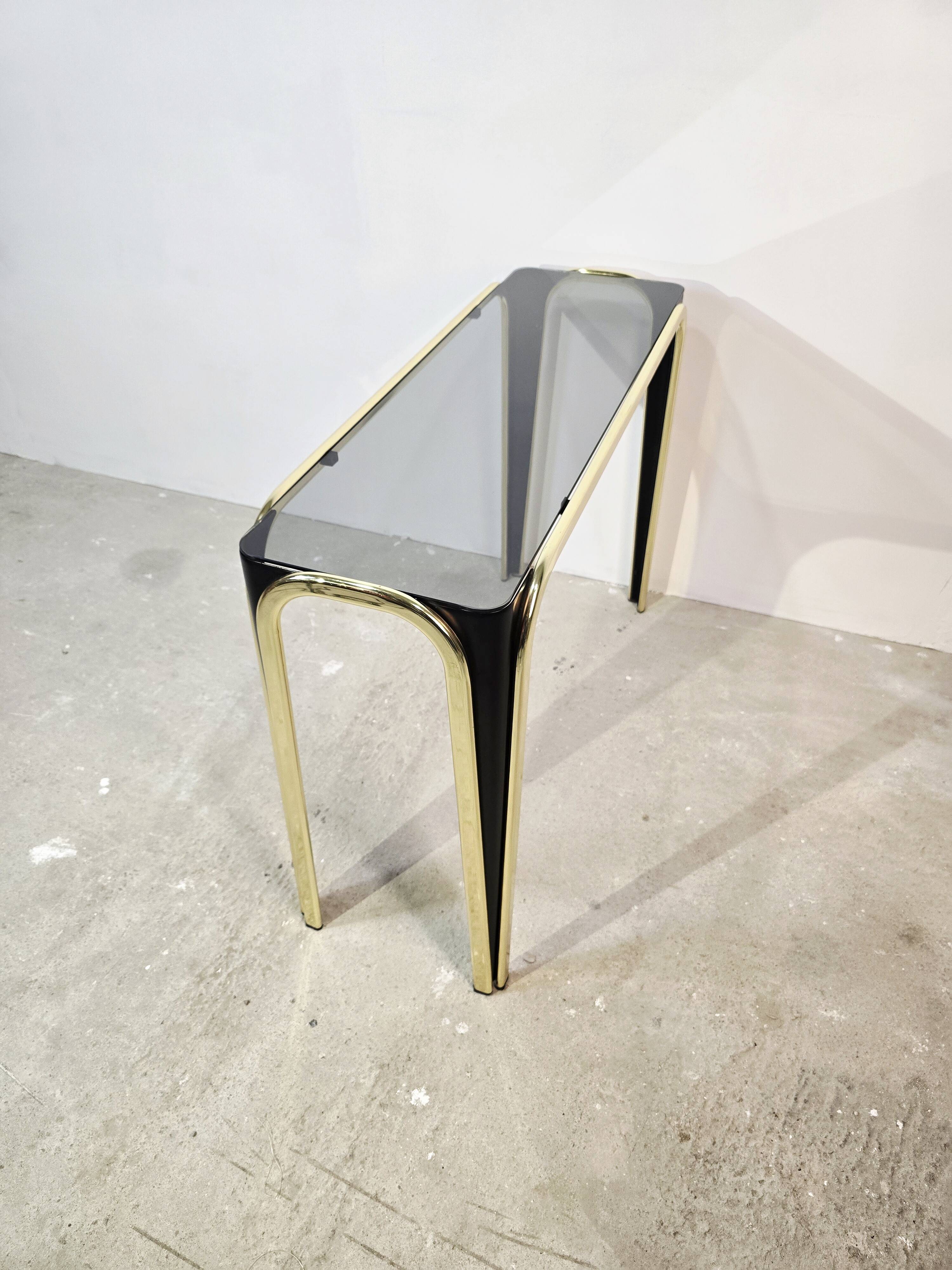 1950s glass and gold console table – Mid-century modern style