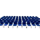 Set of 20 blue DSC 106 chairs by Giancarlo Piretti for Castelli.