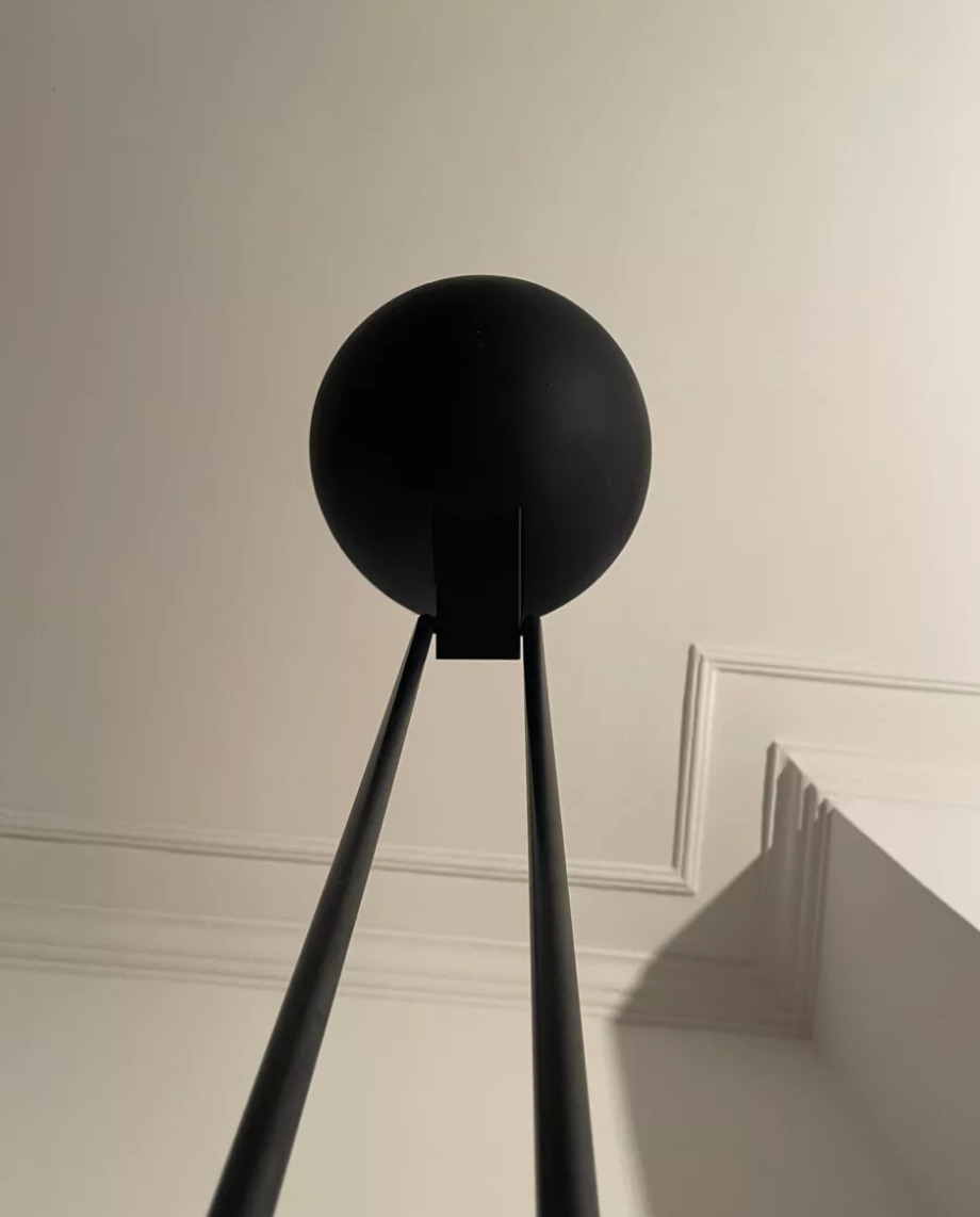 Adjustable modernist floor lamp black lacquered metal Italian 80s