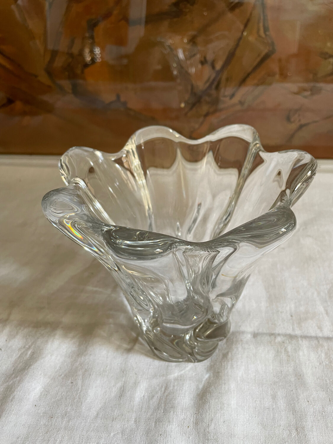 Crystal tulip vase sign Daume France