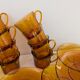 8 Duralex amber glass cups and saucers – France, 1970s
