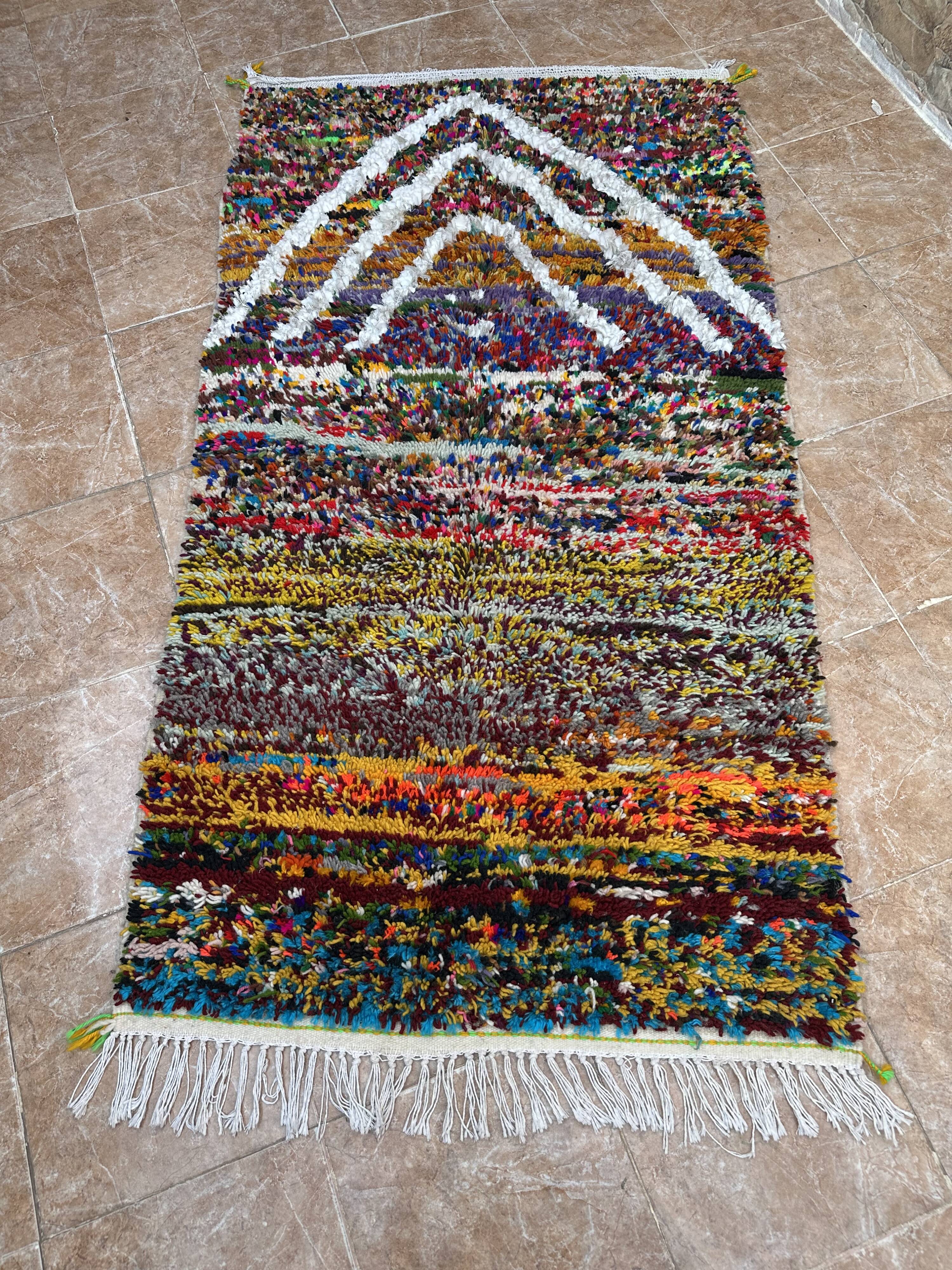 Handmade Azilal Moroccan rug, Berber rug woven from wool.
