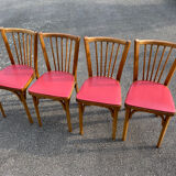 Set of 4 red baumann chairs