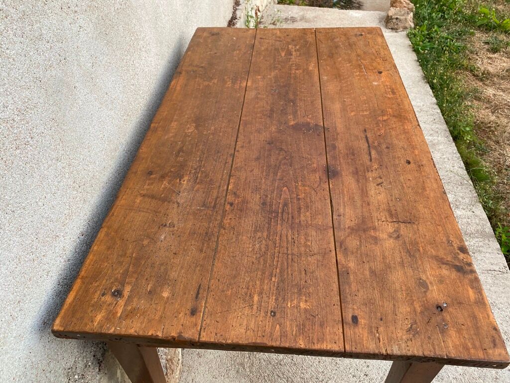 Table de ferme en bois massif avec 1 tiroir