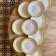 Set of 10 vintage Biarritz yellow, white and gold flat plates