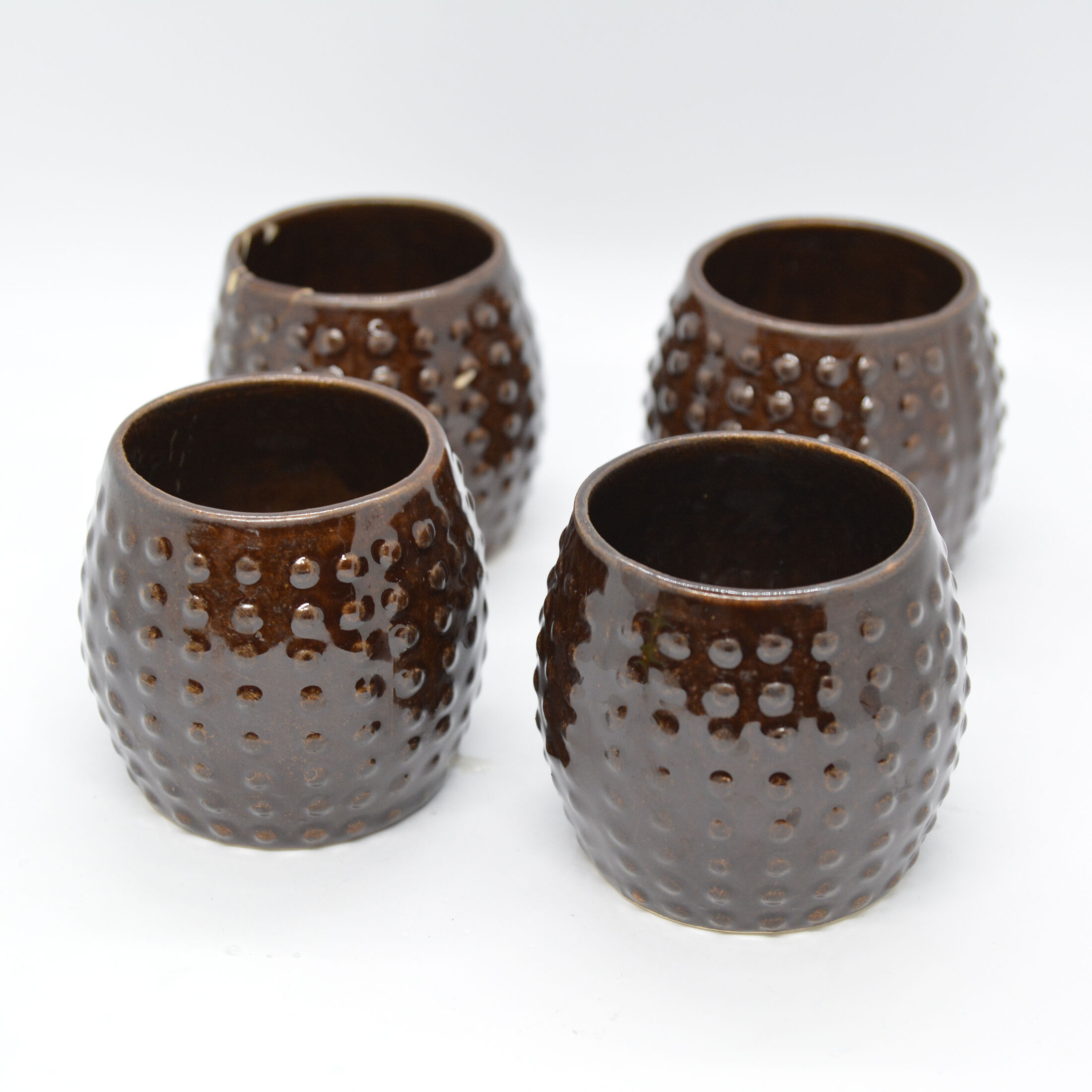 Carafe et verres en céramique, Bolesławiec, Pologne, années 1960