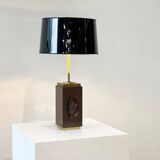 Vintage brass agate table lamp, 1970s