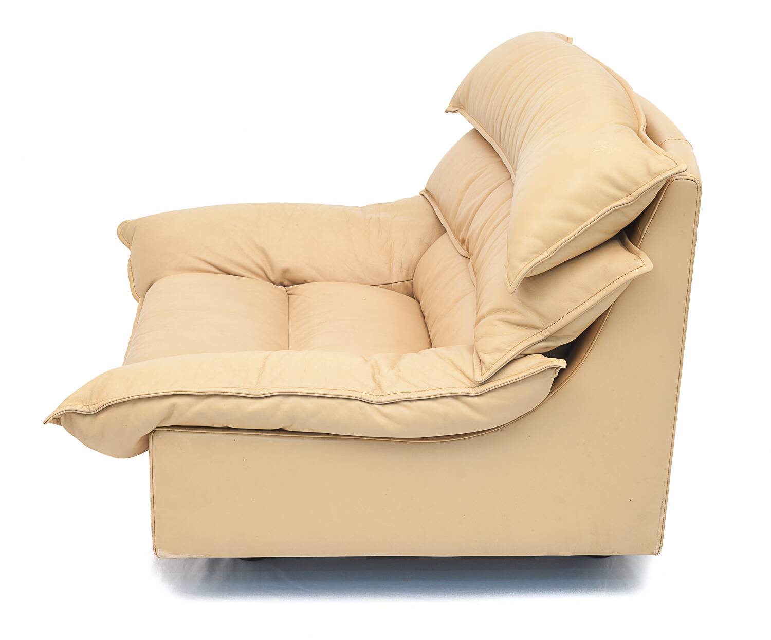 Duo of leather armchairs by Bernard Massot, 1970