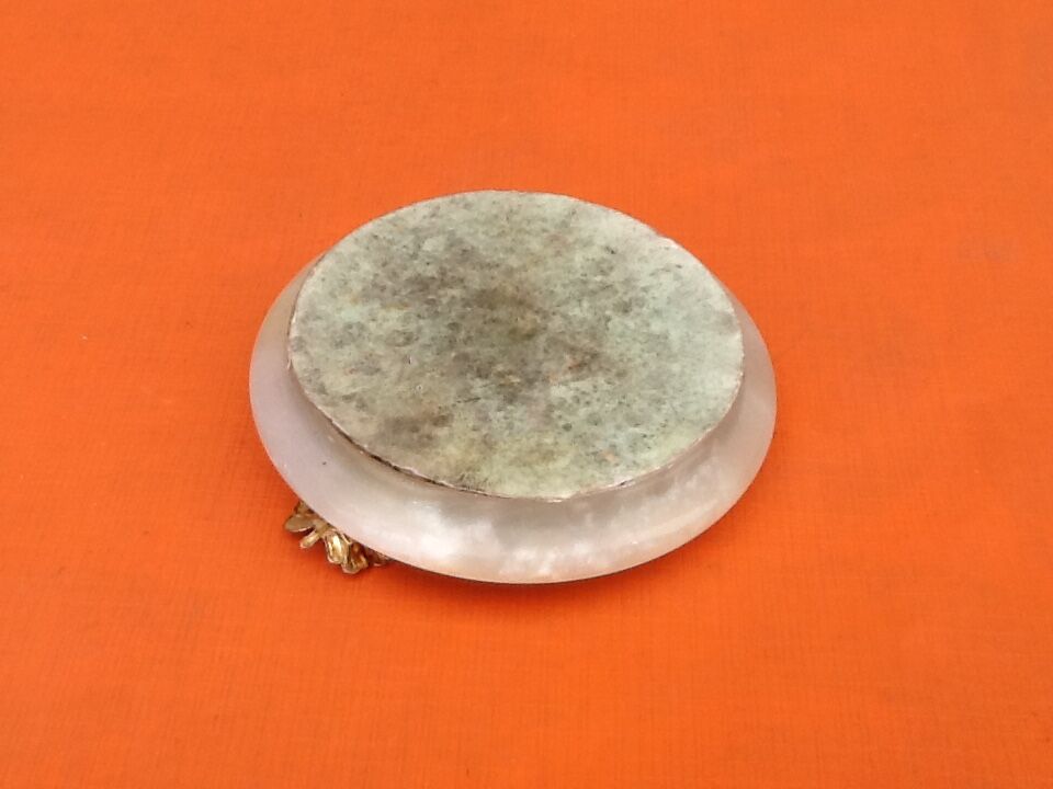 1970s onyx ashtray golden metal strapping