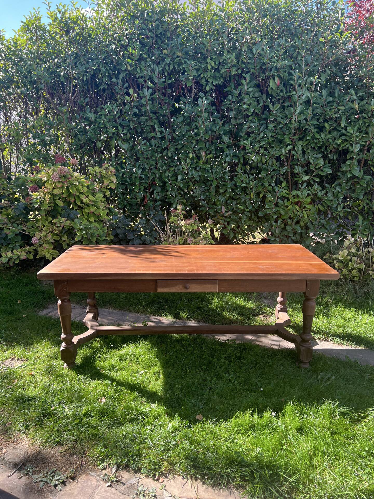 Solid oak farmhouse table with extensions