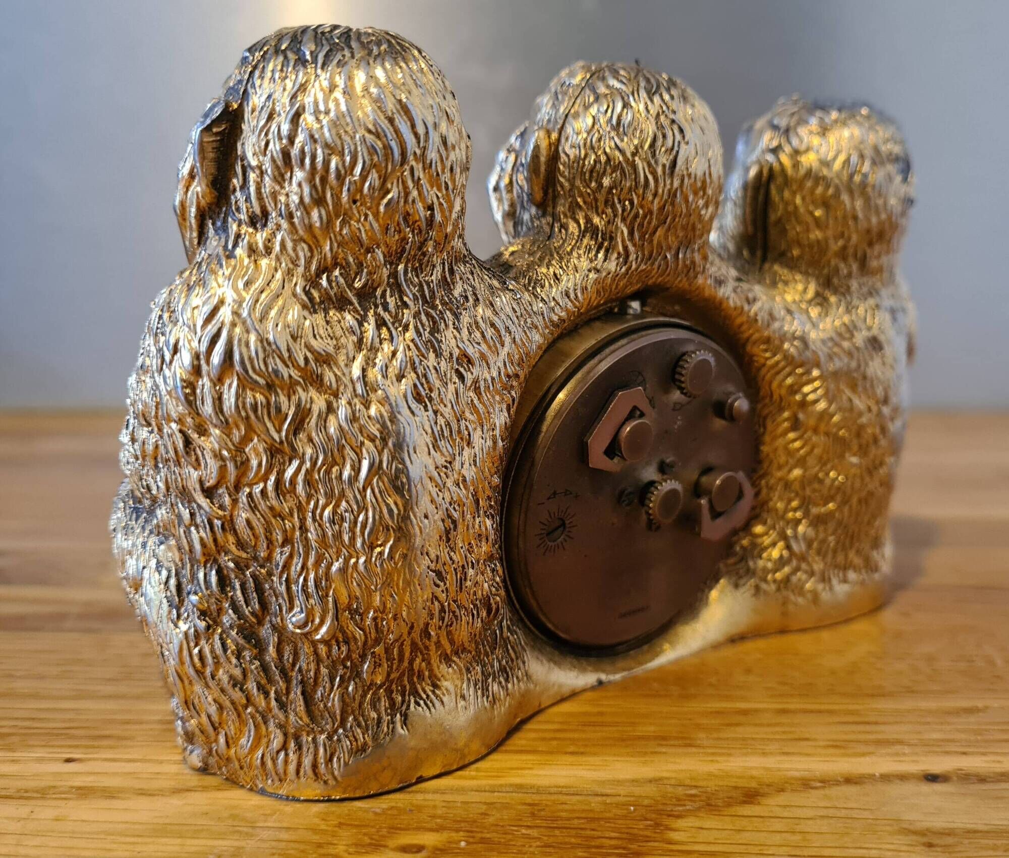 Clock / alarm clock vintage lancel model "the three monkeys of wisdom" very rare!