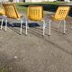 6 chaises de jardin vintage fer et plastic orange