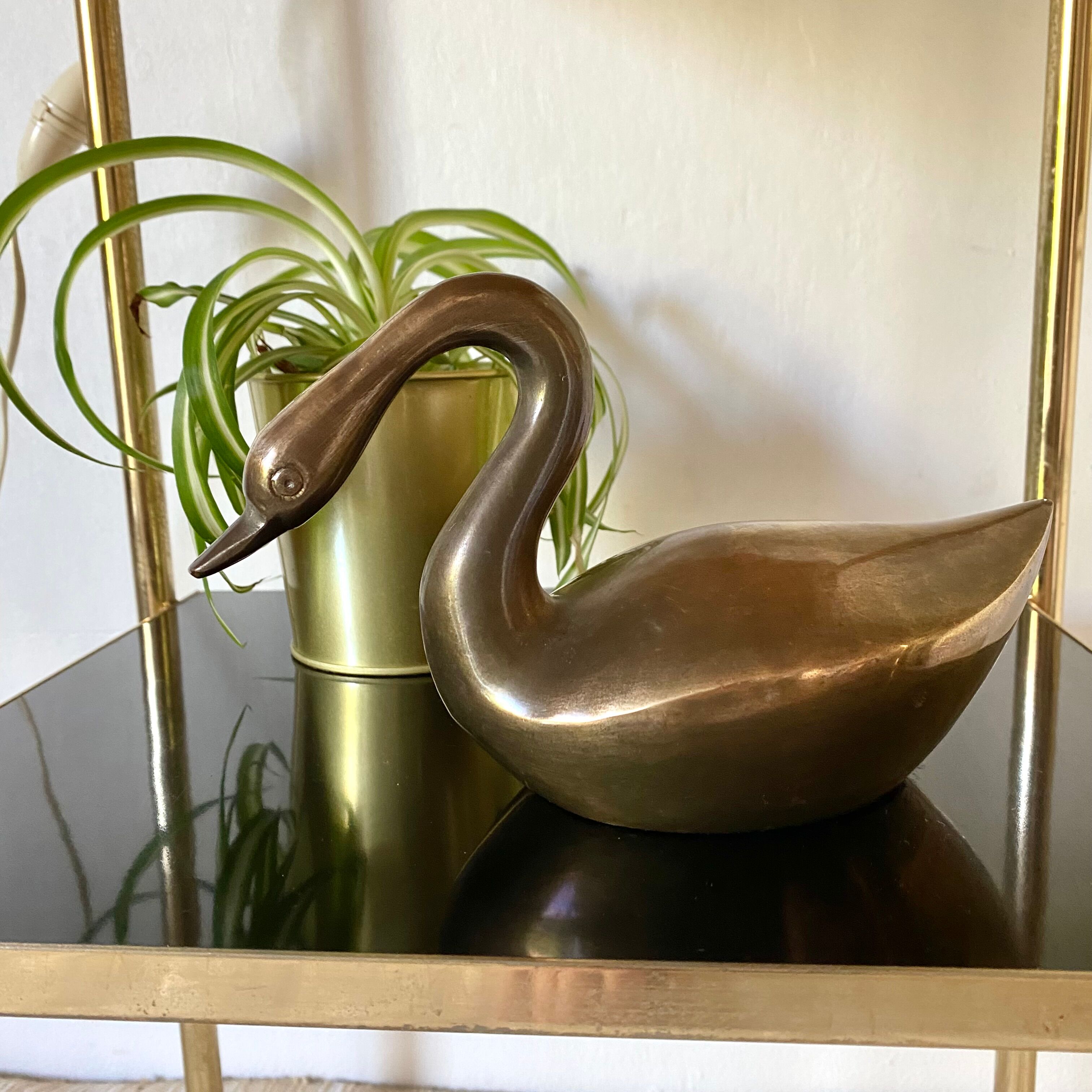 Vintage brass swan