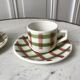 Duo de tasses et sous-tasses à café motif écossais / vichy années 50