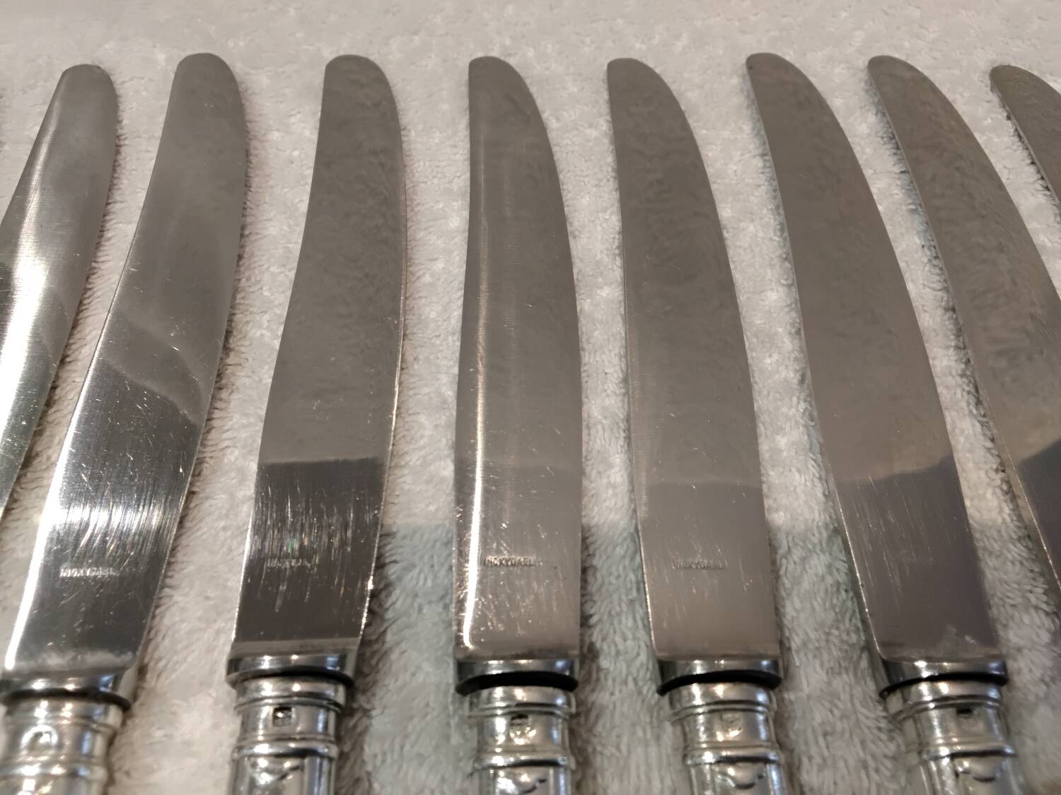 12 silver plated table knives, goldsmith SFAM, art deco style