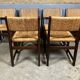6 wooden vintage chairs dark wood rush