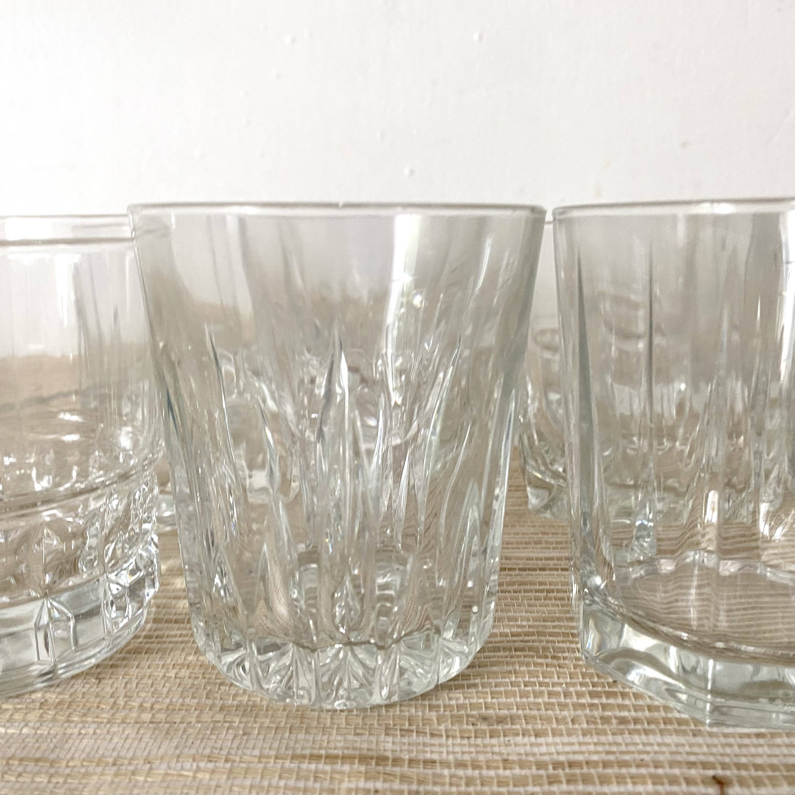 Whiskey glasses, mismatched water glasses
