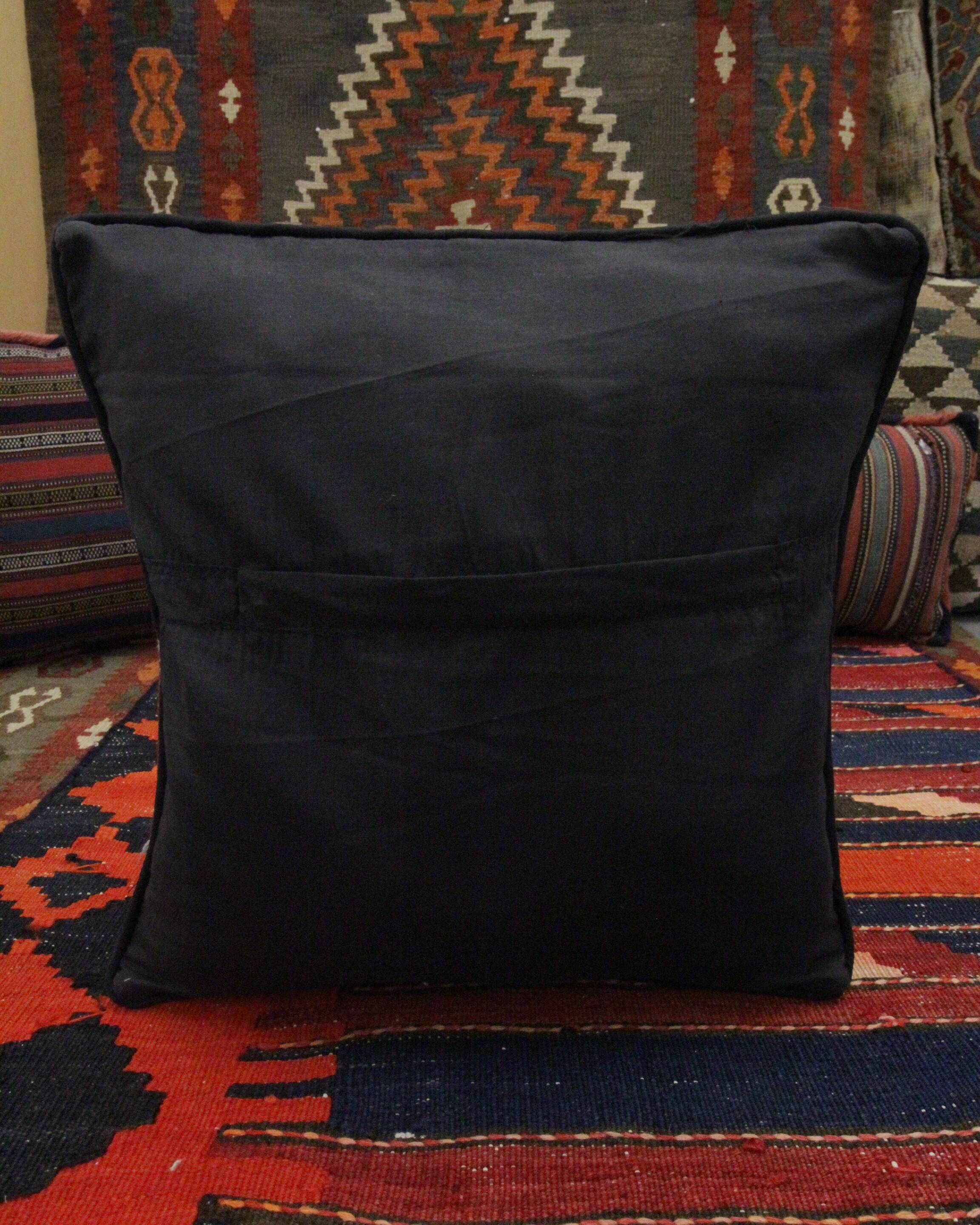 Handmade Kilim Pink Blue Cushion Cover- 42x42cm