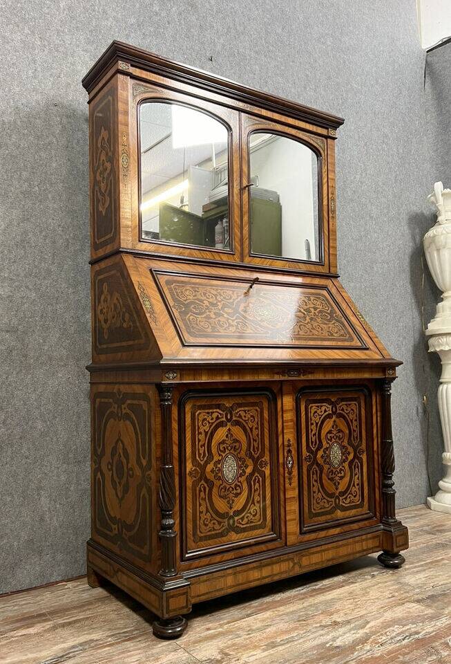 Lemarchand-Lemoine: Scriban cabinet stamped Napoleon III period in marquetry