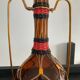 Vintage amber glass, brass and scoubidou carafe