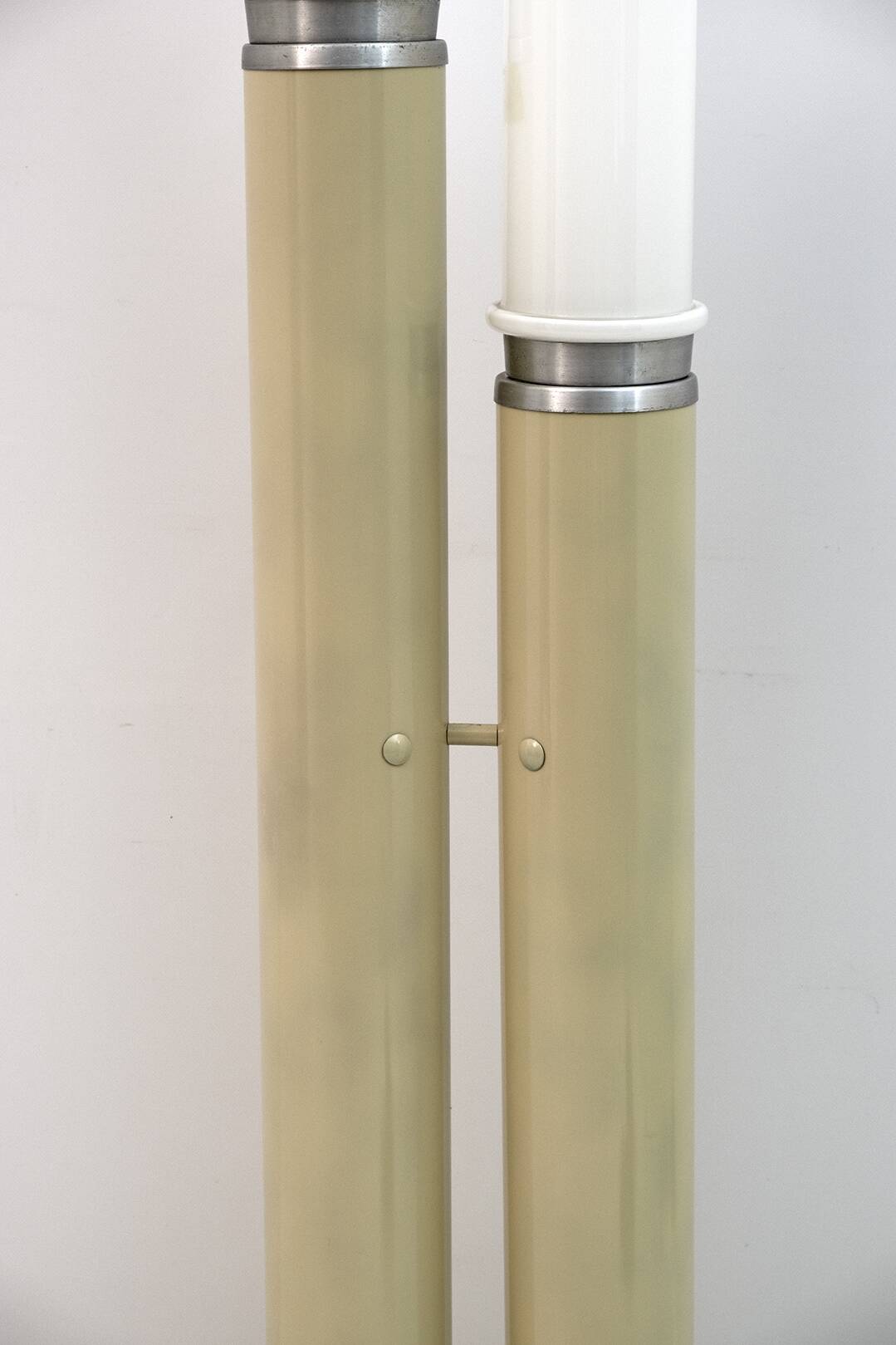 Space Age Opaline Glass and Lacquered Metal Cylinders Floor Lamp, 1970s