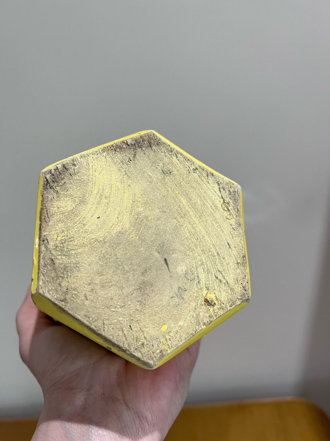 Yellow ceramic bottle