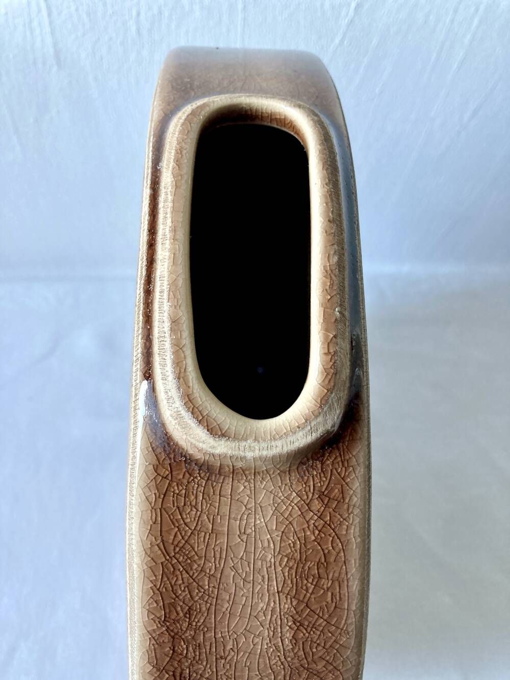 Large crackled glazed stoneware gourd vase, Sia Collection