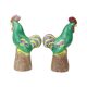 Pair of Glazed Polychrome Roosters Chinese Porcelain 34cm