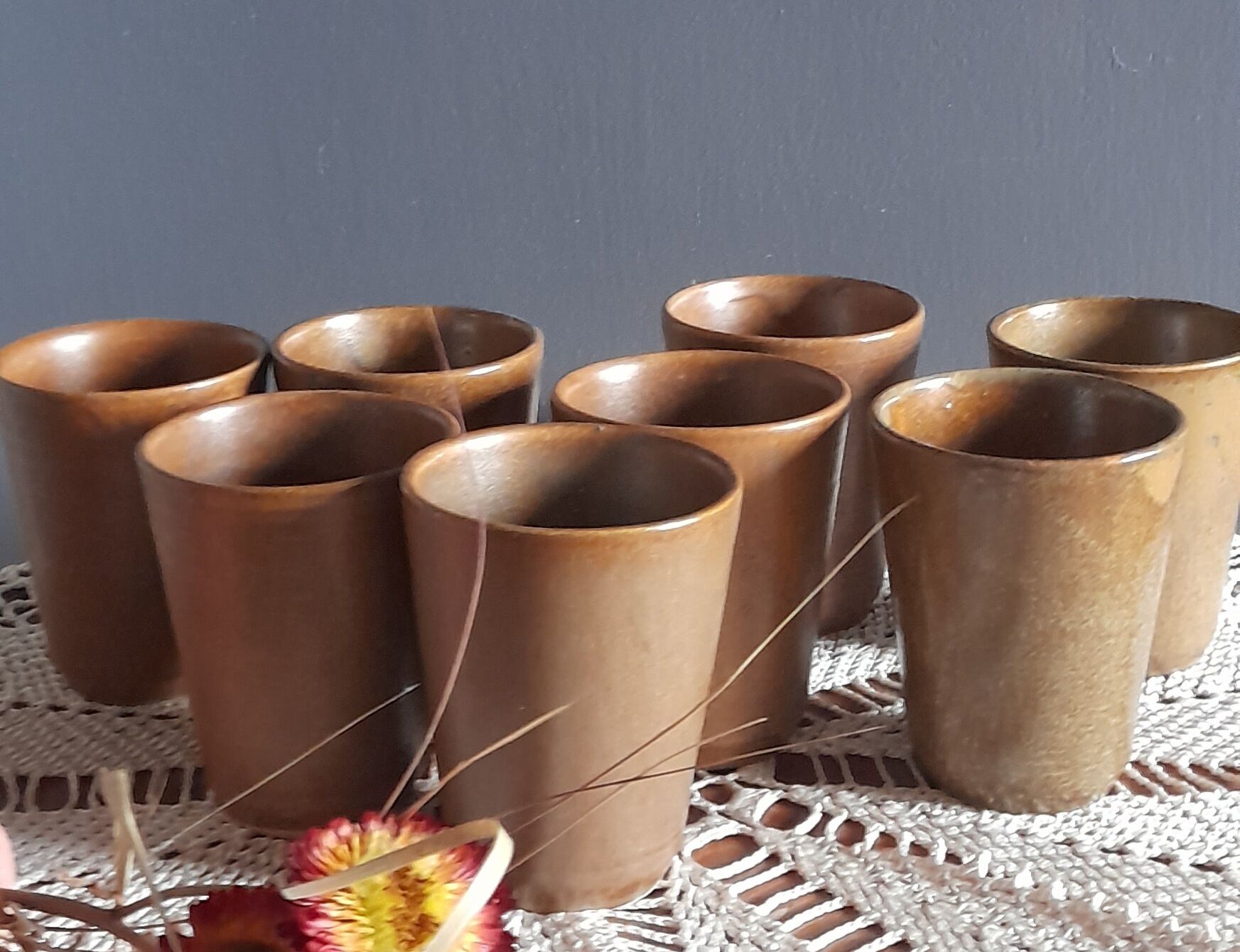 8 cups in Digoin stoneware 1970