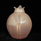 Pearl pink art glass vase with trilobe drawn edge