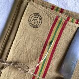 Set of two ancient tea towels tinted in Indian yellow