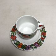 Series 6 cups old kaiser ceramic white + flowers vintage designs