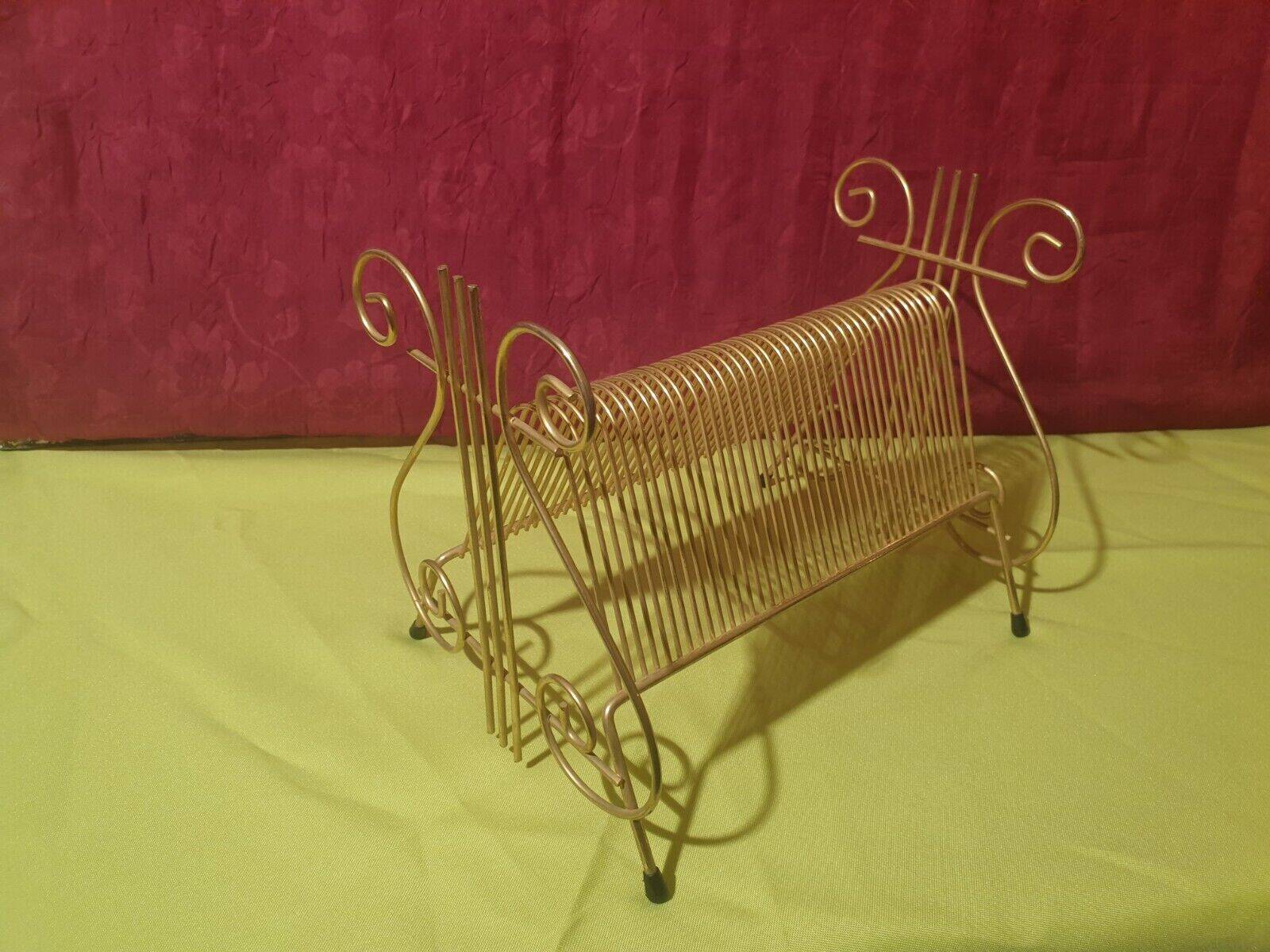 Vintage gold vinyl record storage rack