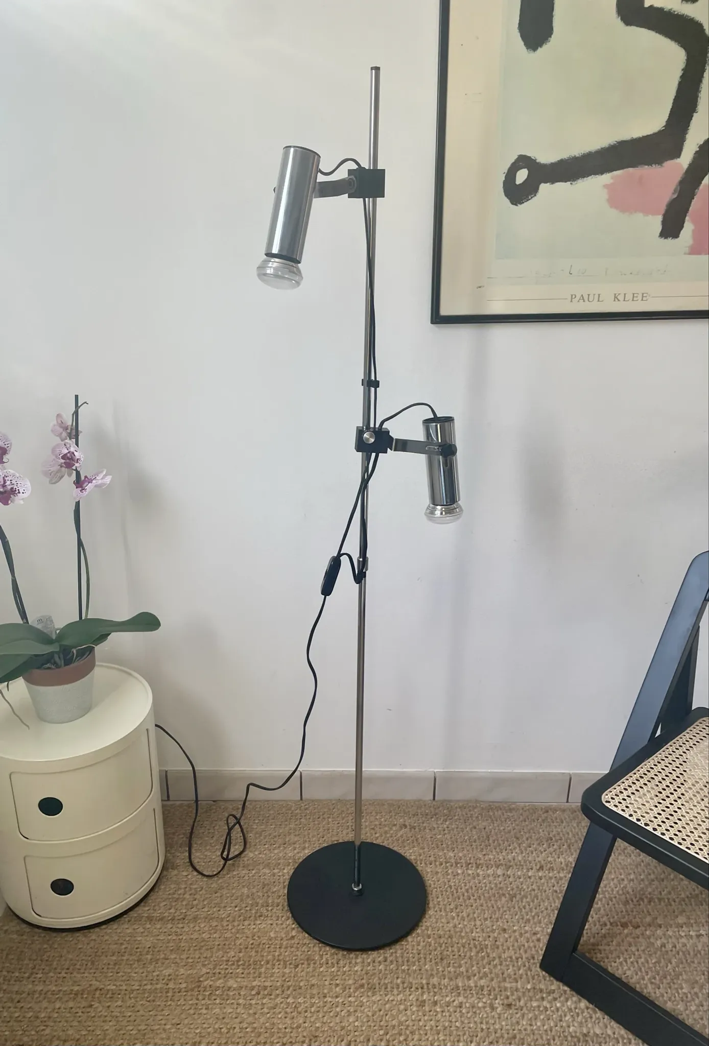 Reading floor lamp with spots, design by Svend Maelström for MS Belysning, 1970s.