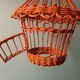 Hanging rattan bird cage orange vintage