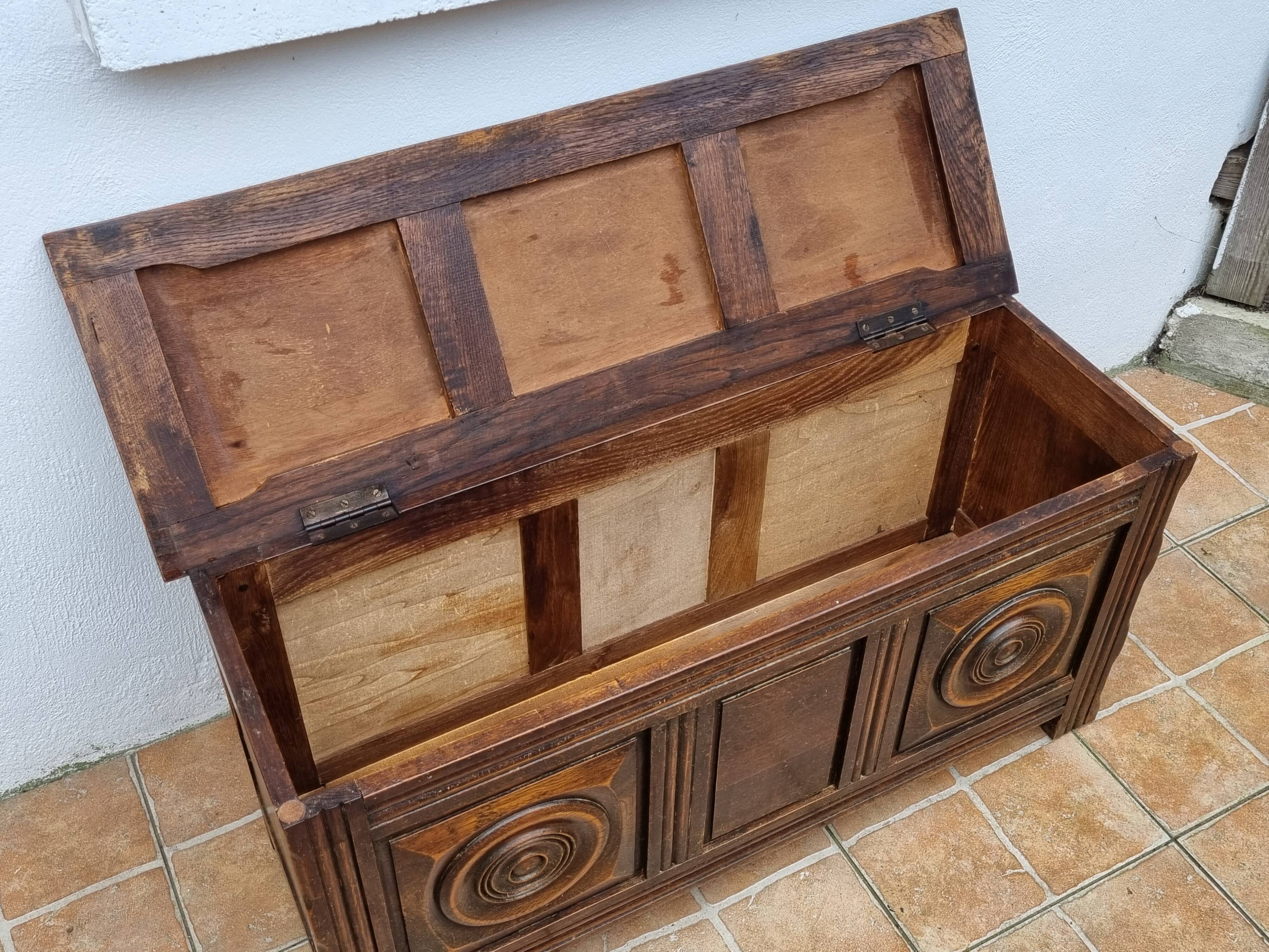 Basque bench chest in solid wood, 105 cm